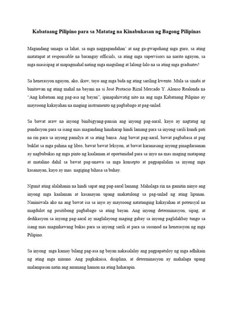 Kabataang Pilipino Para sa Matatag na Kinabukasan ng Bagong Pilipinas.